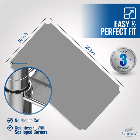 Sterling Shelf Liners Graphite on a 13.4 x 23.2 inch shelf for secure fit