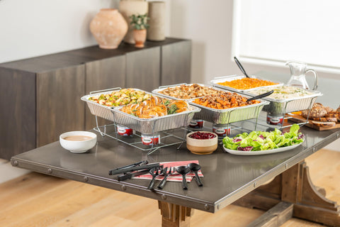 Sterno Fuel Cans wide-pad heat delivers steady warmth for buffets.