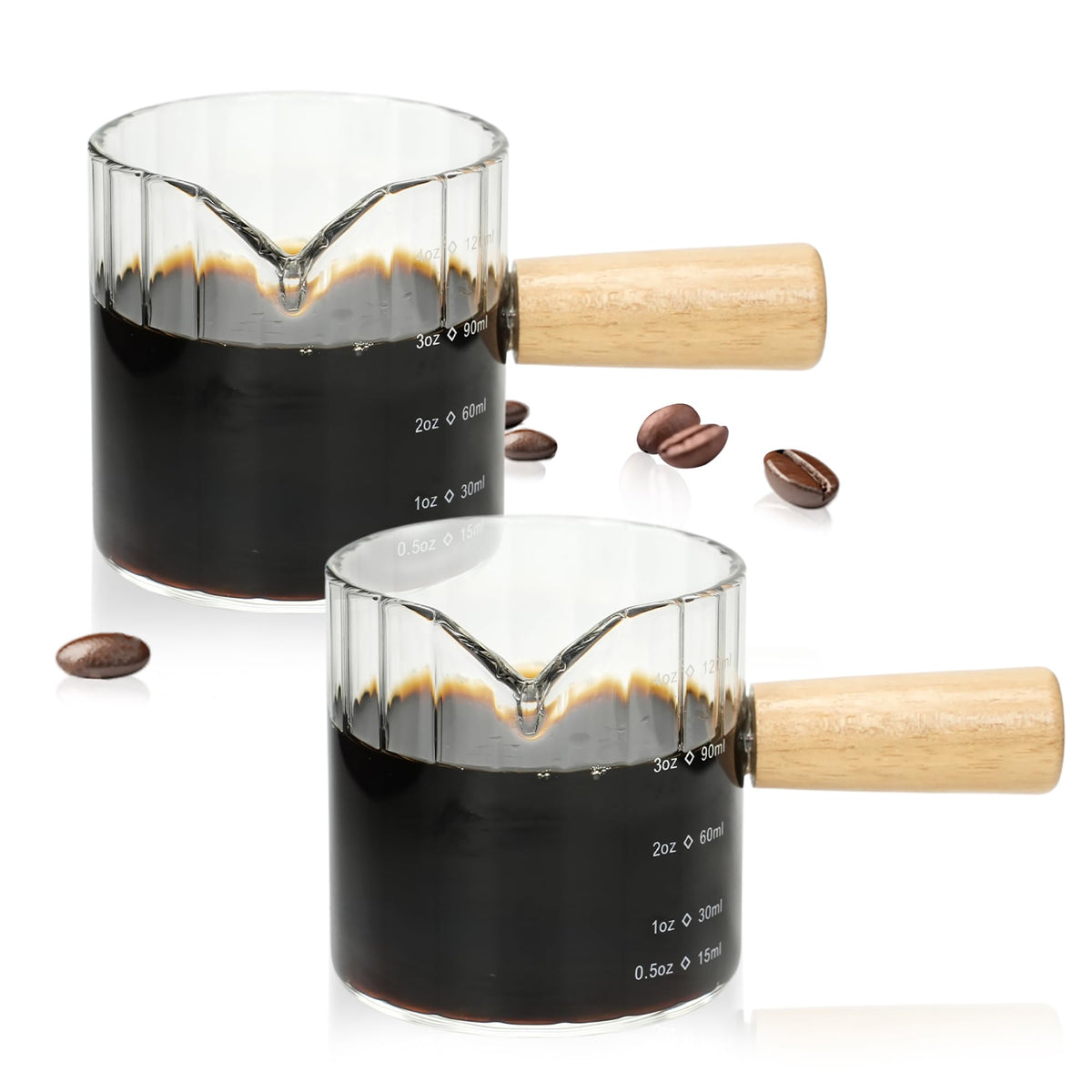 Steviieden espresso cups set with wood handle for comfortable grip and elegant design.
