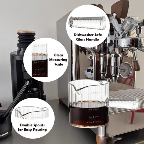 Steviieden cups show a conical spiral handle for safe pours.