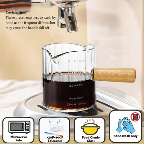 Steviieden glass measuring cup with clear markings for accurate pours.