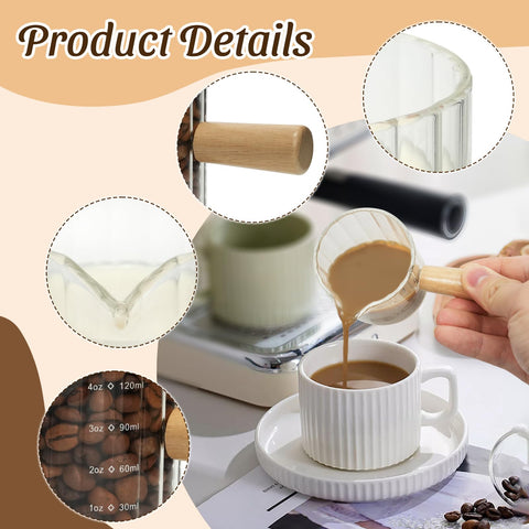 Steviieden espresso cups featuring a V-shaped spout for precise pouring.