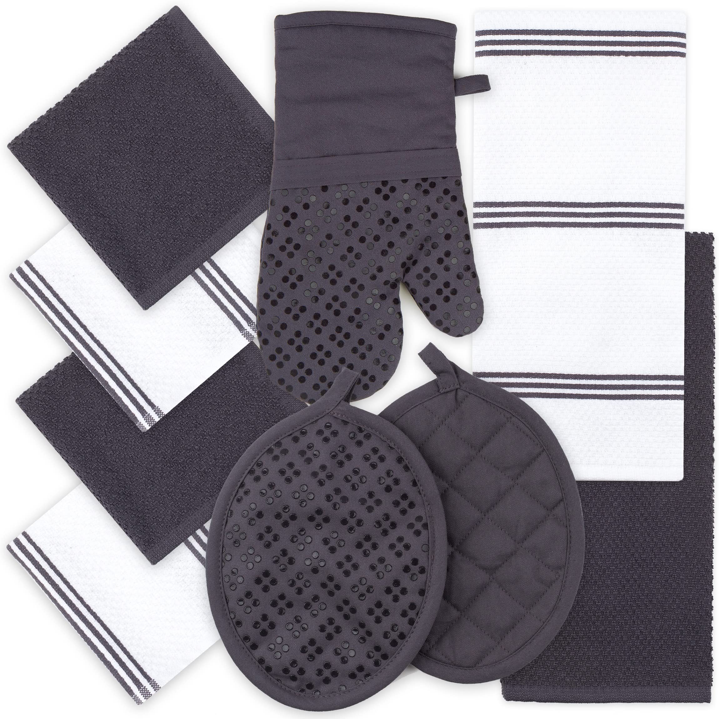 Sticky Toffee gray towels from the 9-piece set, neatly folded for everyday drying.