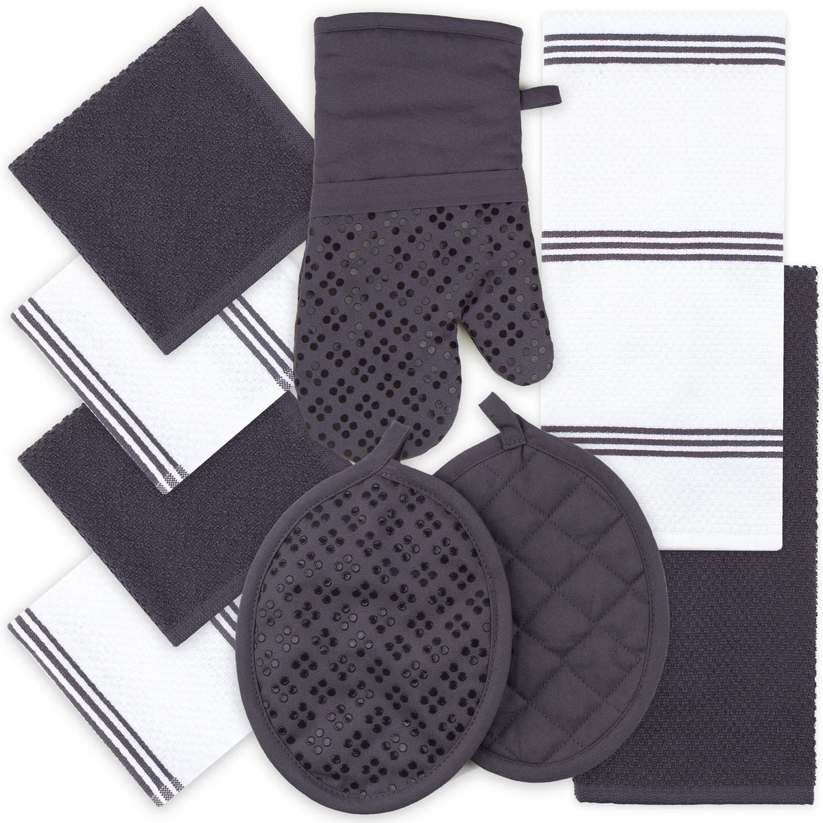 Sticky Toffee gray towels from the 9-piece set, neatly folded for everyday drying.