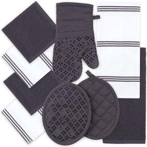 Sticky Toffee gray towels from the 9-piece set, neatly folded for everyday drying.