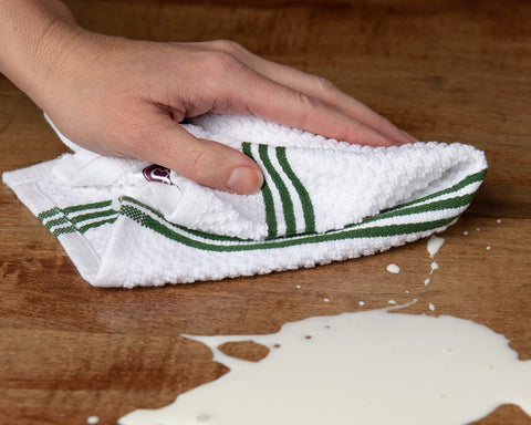 Sticky Toffee cotton dishcloths striped dark green for stylish kitchen drying and scrubbing.