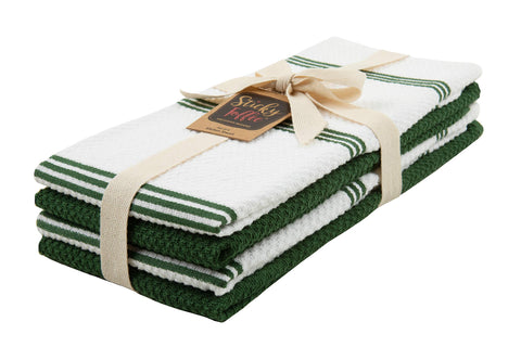 Sticky Toffee machine-washable towels emphasize durability and easy care.