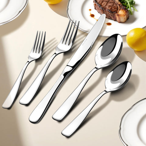 Stilloye silverware set dinner forks demonstrating balanced weight for comfortable use.