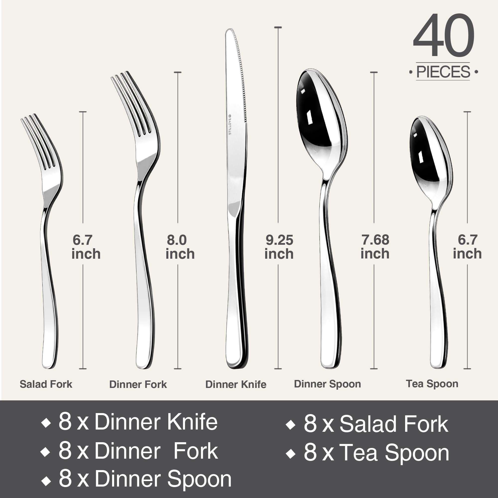 Stilloye ergonomic handles provide comfortable grip during meals.