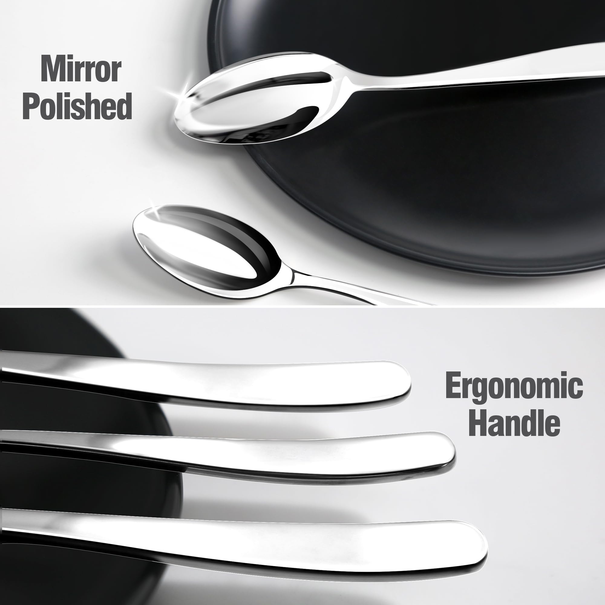 Stilloye balanced-weight handle close-up highlights comfortable grip for long meals.