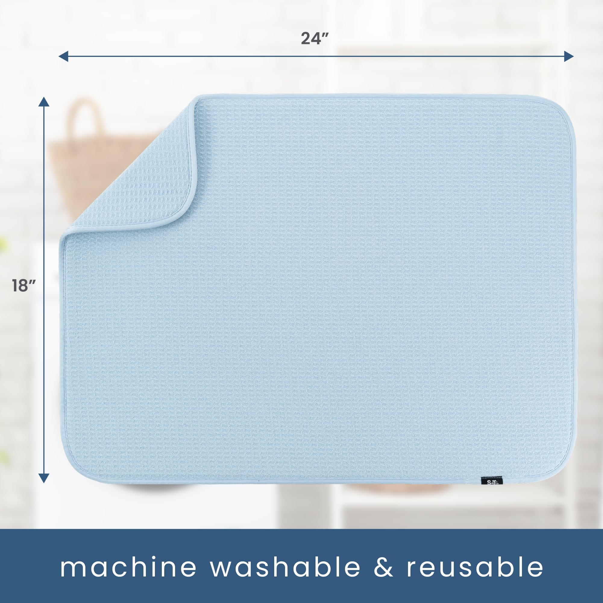 S&T INC. Dish drying mat catches sink drips while drying plates and utensils