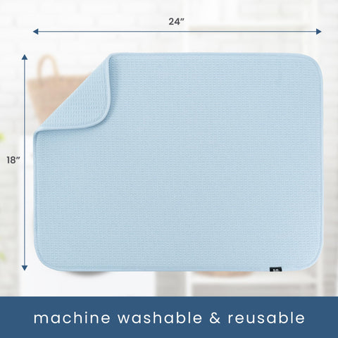 S&T INC. Dish drying mat catches sink drips while drying plates and utensils