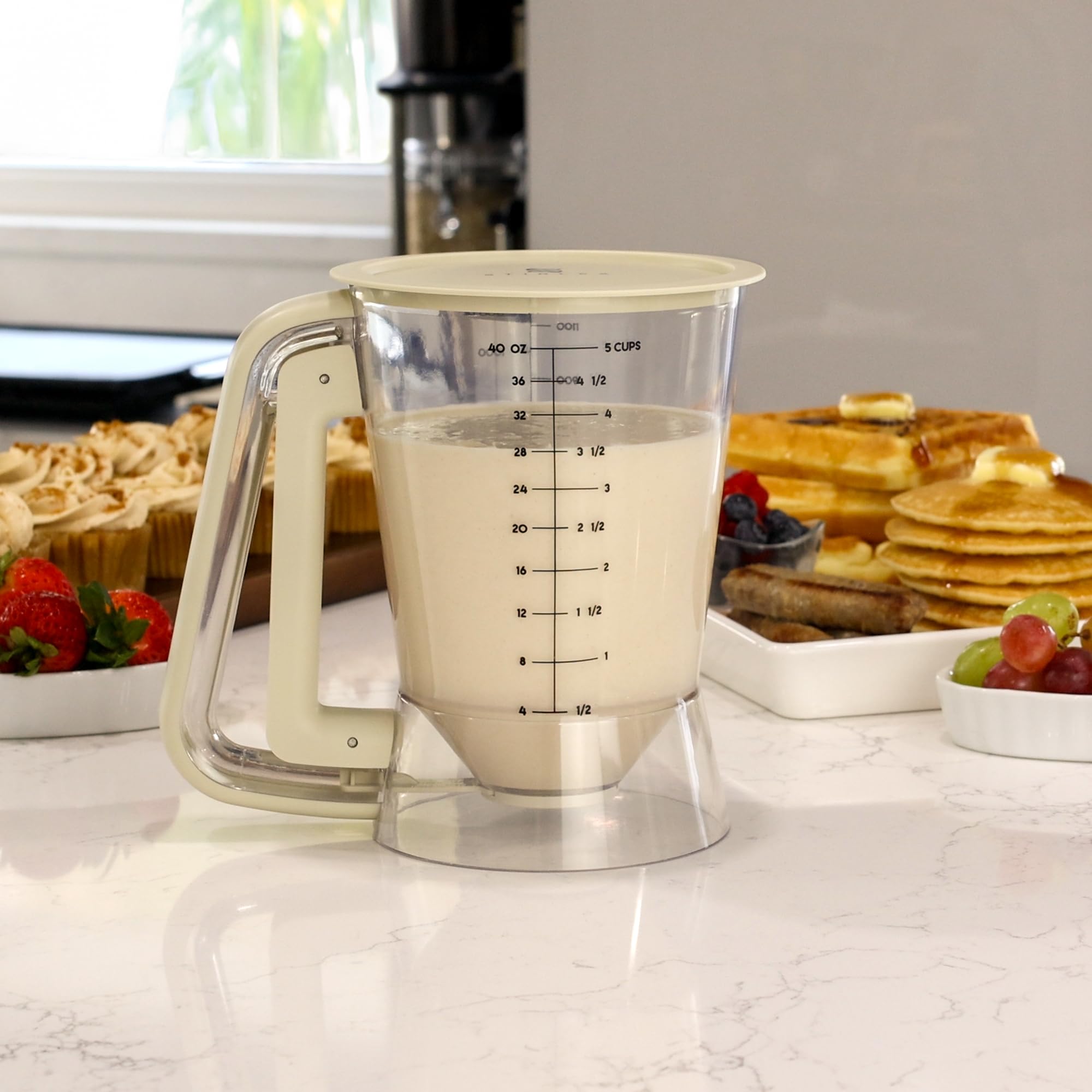 STIRLEX drip-free valve prevents leaks for clean, mess-free breakfast prep.