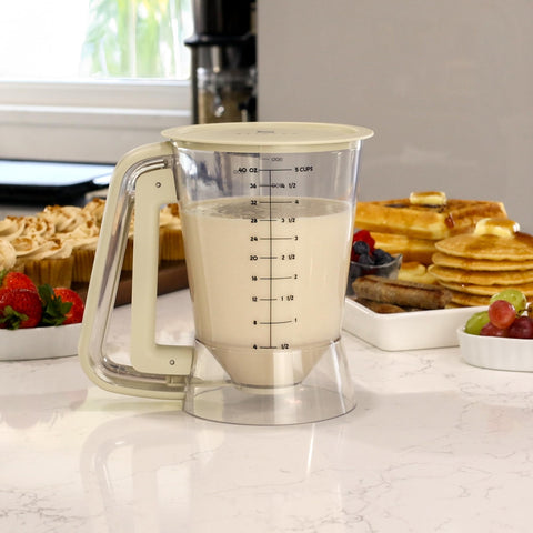 STIRLEX drip-free valve prevents leaks for clean, mess-free breakfast prep.