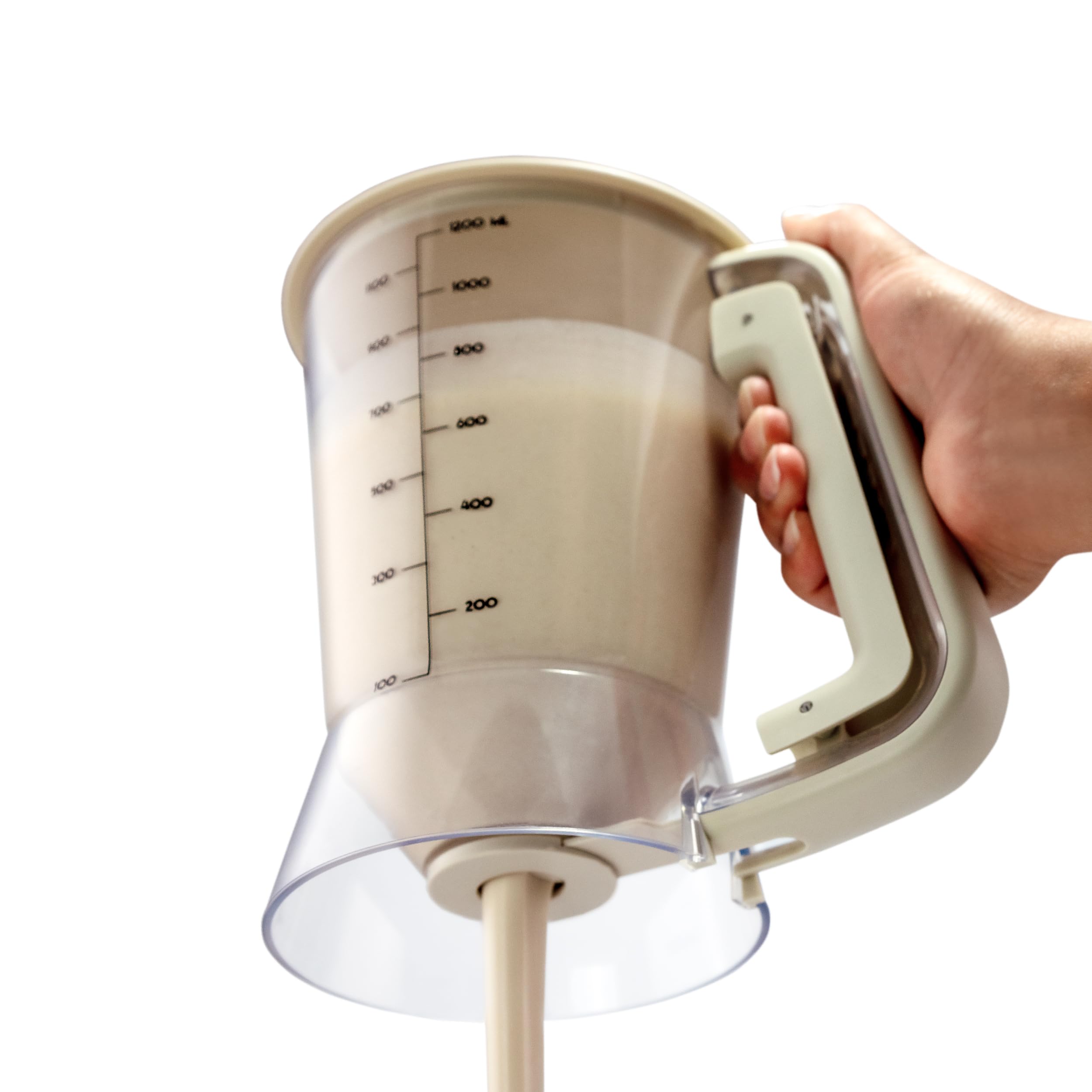 STIRLEX ergonomic handle ensures comfortable, controlled pours during busy kitchen mornings.