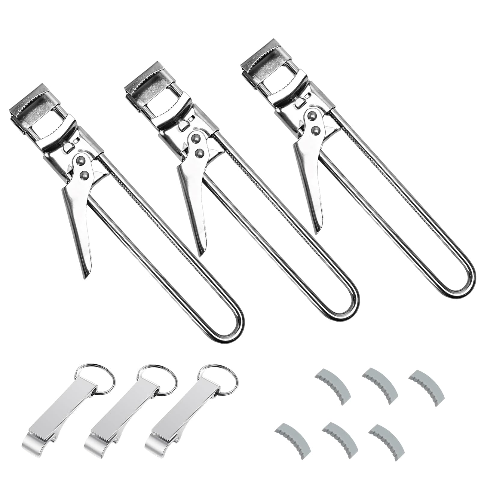 Stitokg 3-pack jar opener demonstrates adjustable grip for varying lid sizes.