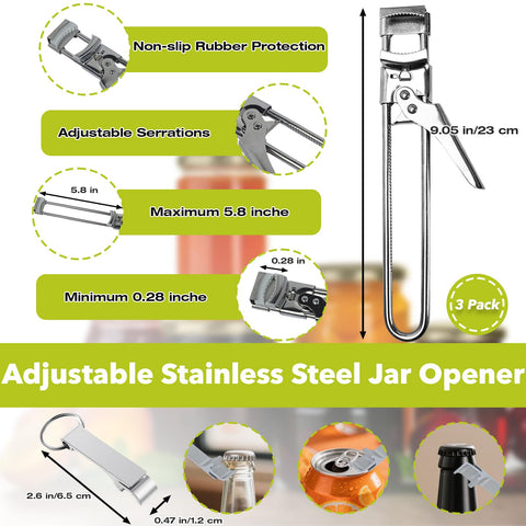 Stitokg jar opener shows easy grip on ribbed lids for better leverage.