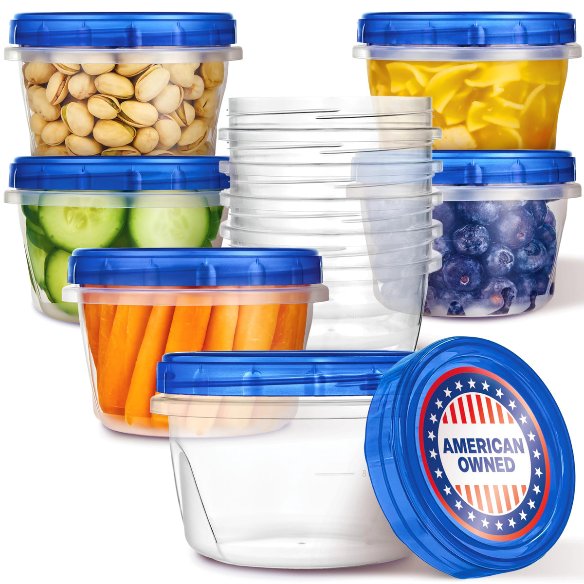 Stock Your Home 16oz containers with twist-top lids for organized leftovers and stackable storage.