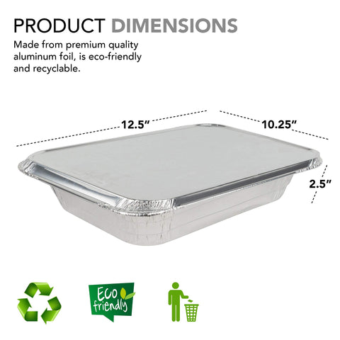 Stock Your Home 9x13 aluminum tray with lid side view for prep to table