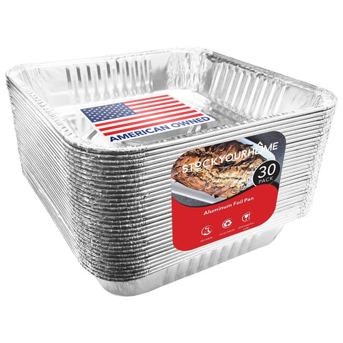 Stock Your Home 9x9 square foil pan top view for quick baking and easy serving.