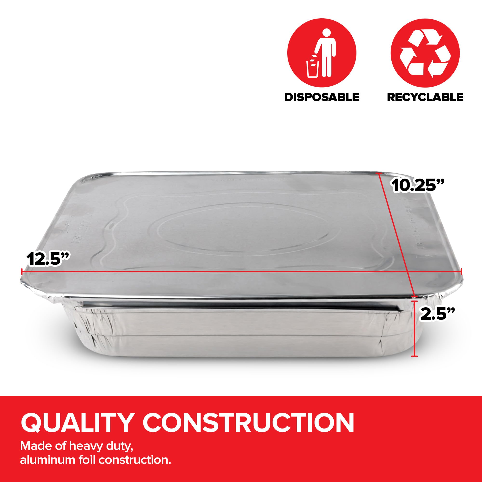 Stock Your Home aluminum pan closeup highlights durable foil and heat distribution.