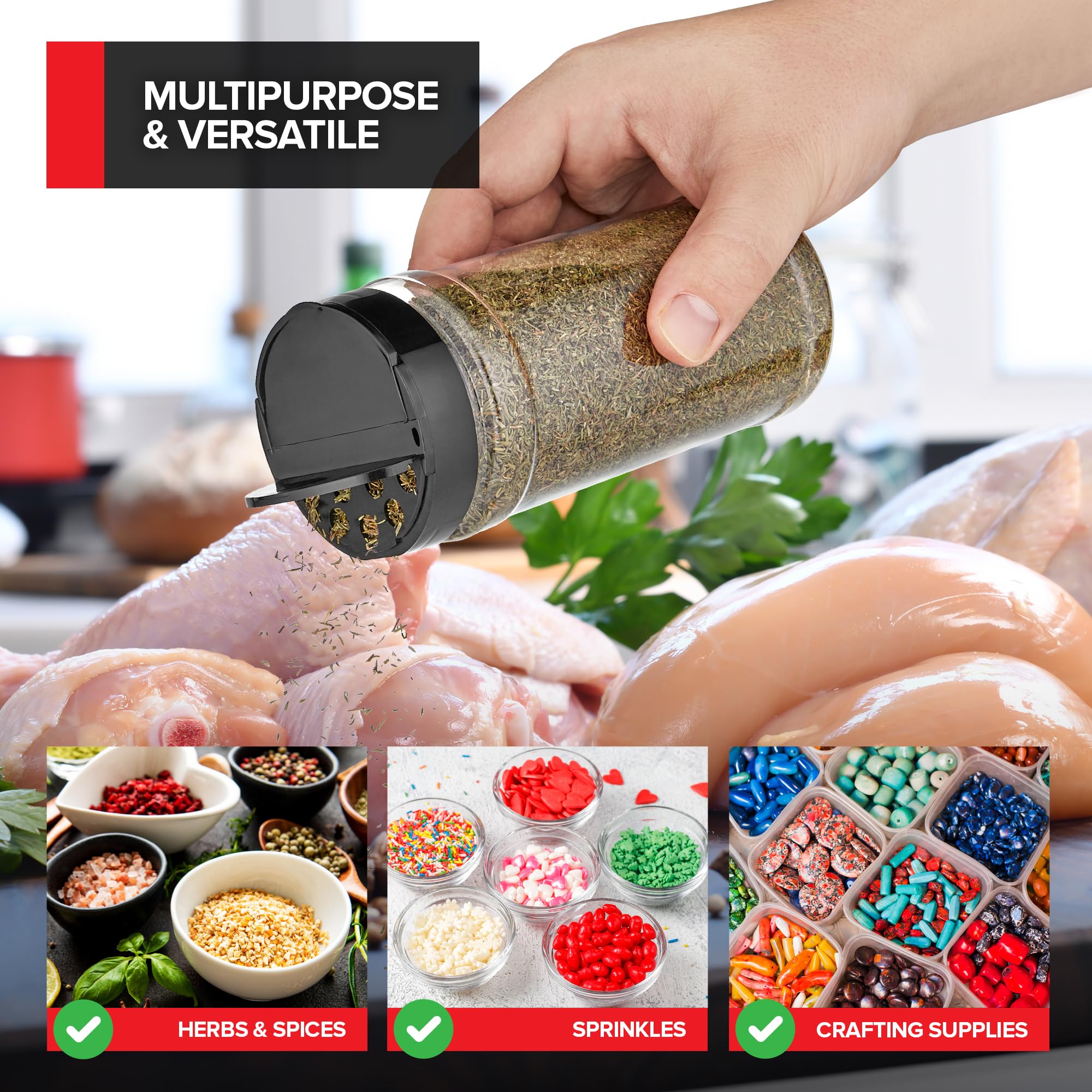 Stock Your Home BPA-free plastic jars for safe, lightweight spice storage