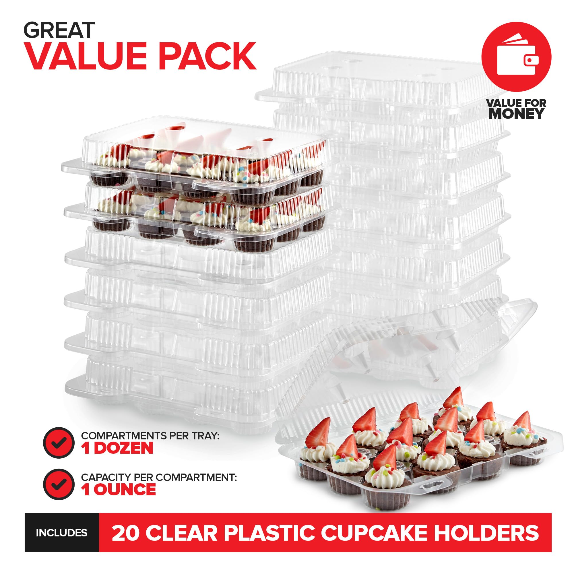 Stock Your Home clear dome lid cupcake carrier preserves frosting during transport
