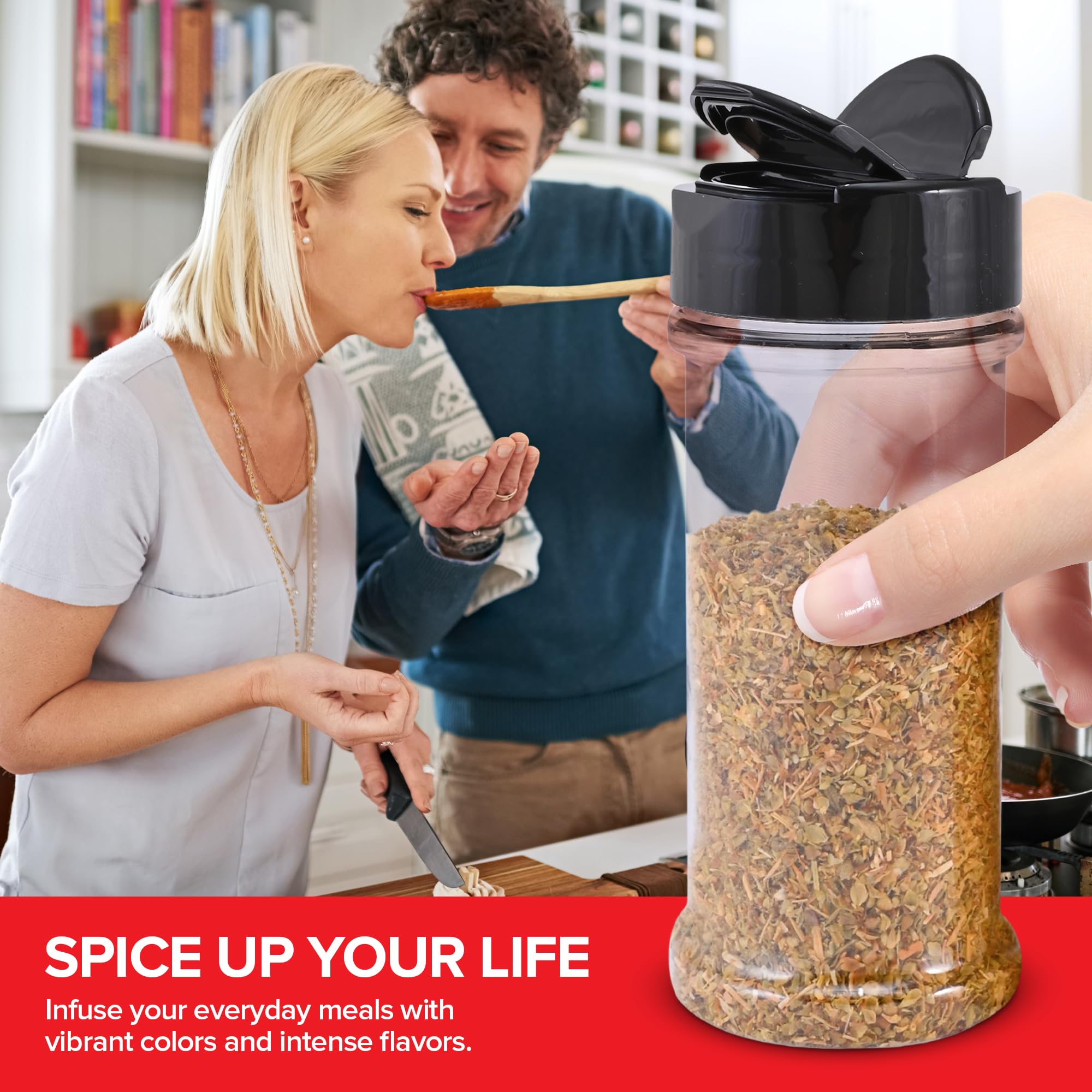 Stock Your Home six-pack jars ideal for spices, herbs, sprinkles, and craft storage.