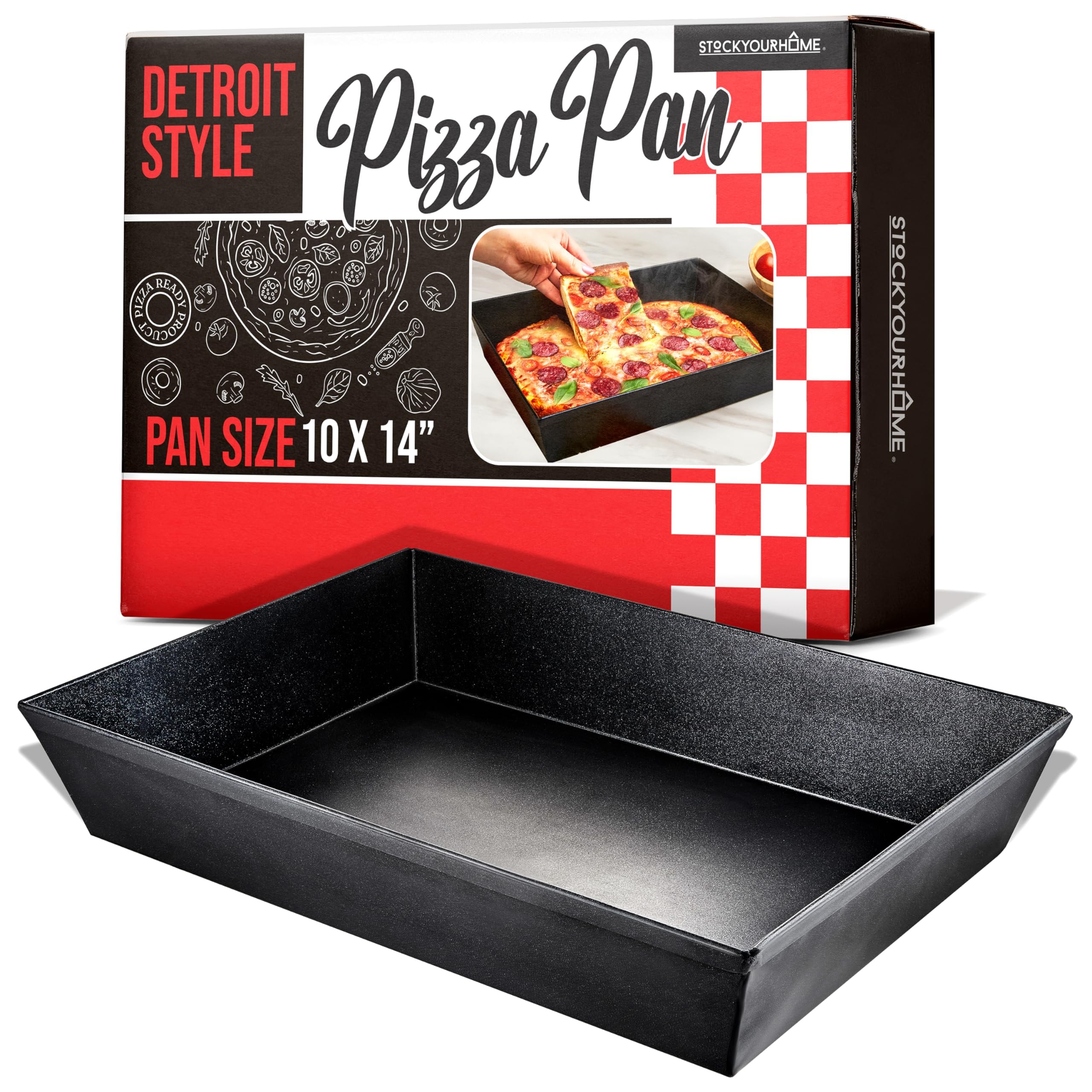 Stock Your Home Detroit 10x14 pizza pan top view for even heat and crisp crust