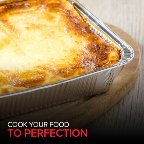 Stock Your Home eco-friendly 8x8 foil pans, recyclable and convenient.