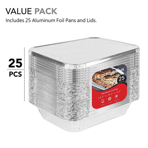 Stock Your Home 25 pans and 25 lids for catering and takeout prep