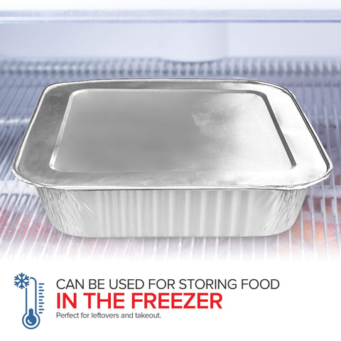 Stock Your Home 8x8 foil pan stack with lid, perfect for takeout.