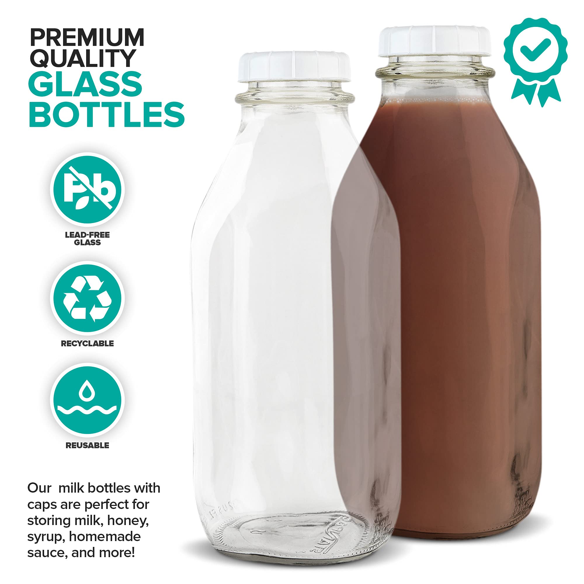 Stock Your Home glass bottle in fridge showing clear liquid storage.