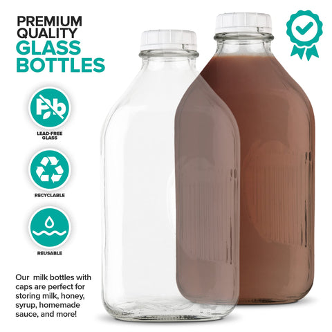 Stock Your Home glass jug with lid for durable, reusable liquid storage.