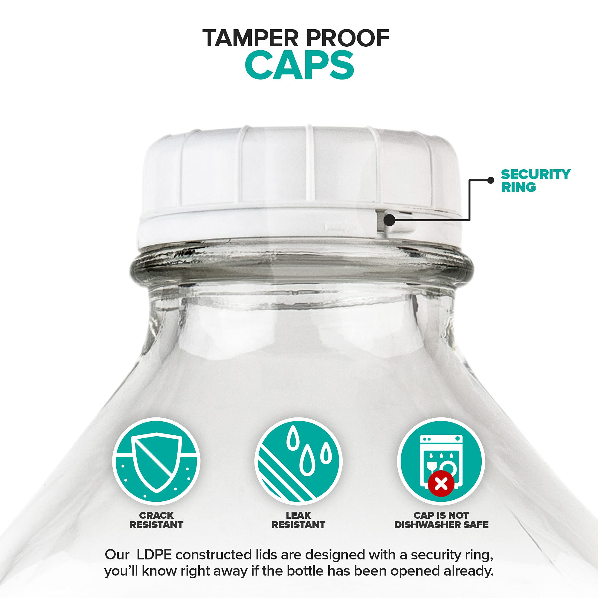 Stock Your Home bottle with lid offers dishwasher-safe exterior cleaning.