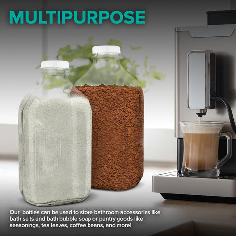 Stock Your Home reusable glass jug enhances fridge organization and eco-friendly storage.