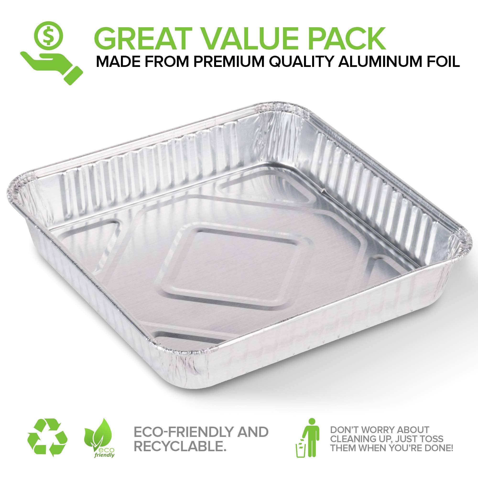 Stock Your Home heavy-duty aluminum foil pan close-up shows durable construction for reliable baking.
