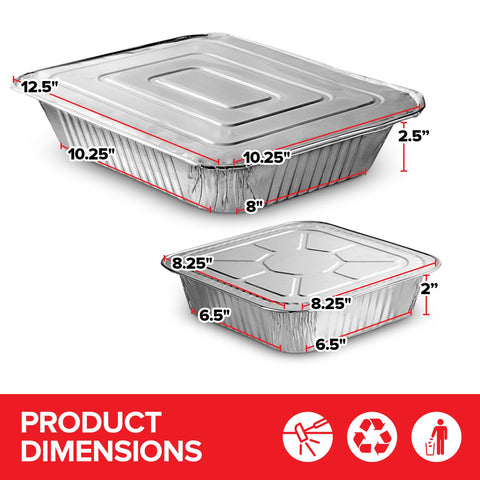 Stock Your Home heavy-duty aluminum pans with lids for durable cooking and mess-free storage.