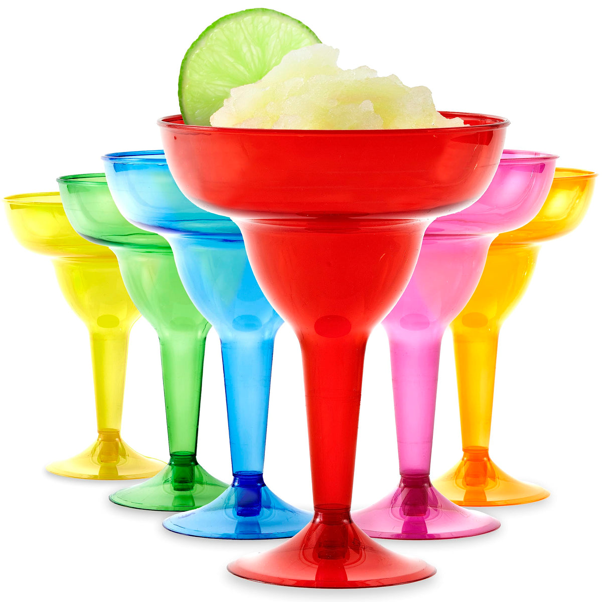 Stock Your Home margarita glasses multicolor assembled for festive entertaining.