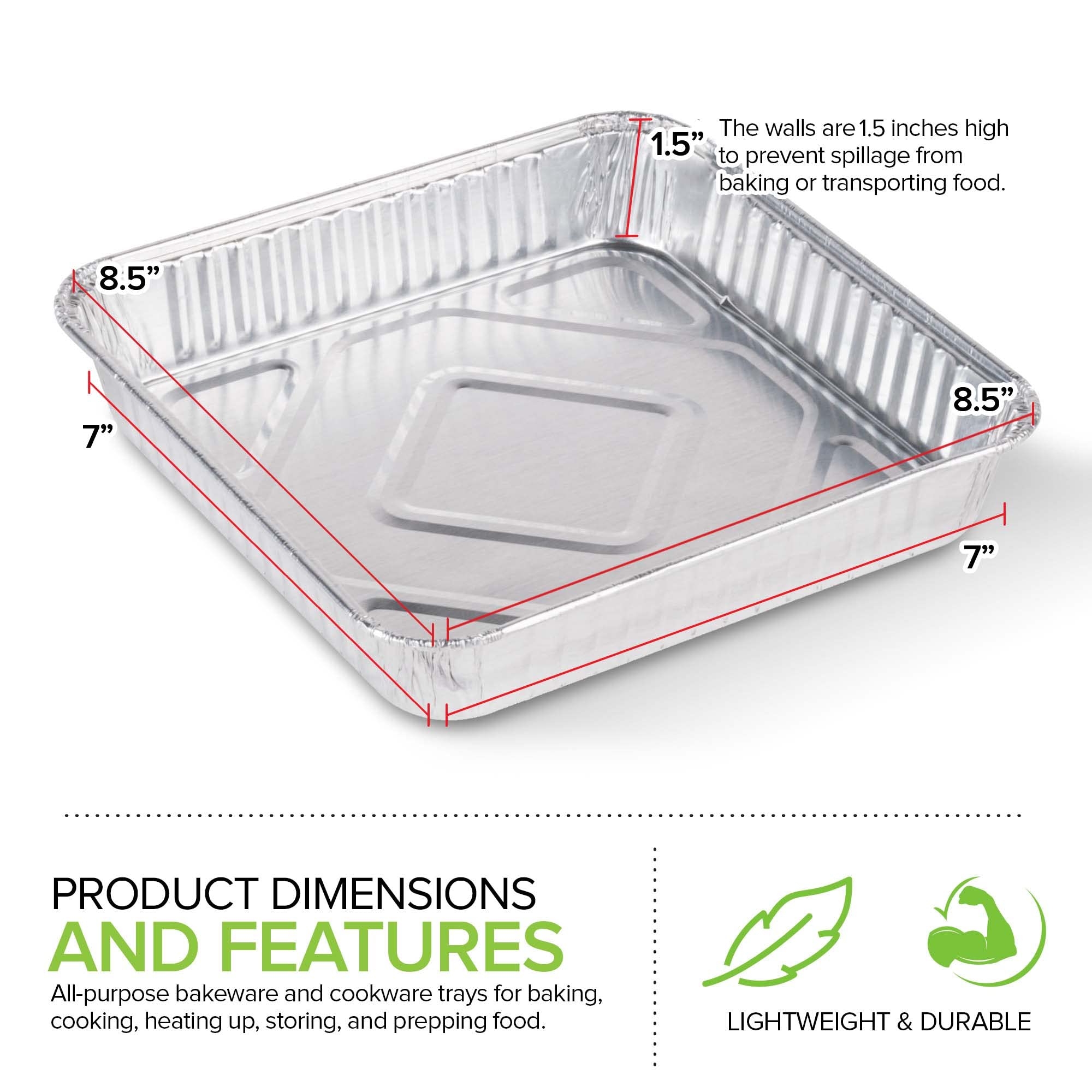 Stock Your Home oven-safe foil pan top view ideal for baking and reheating in ovens.