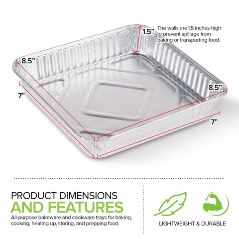 Stock Your Home oven-safe foil pan top view ideal for baking and reheating in ovens.