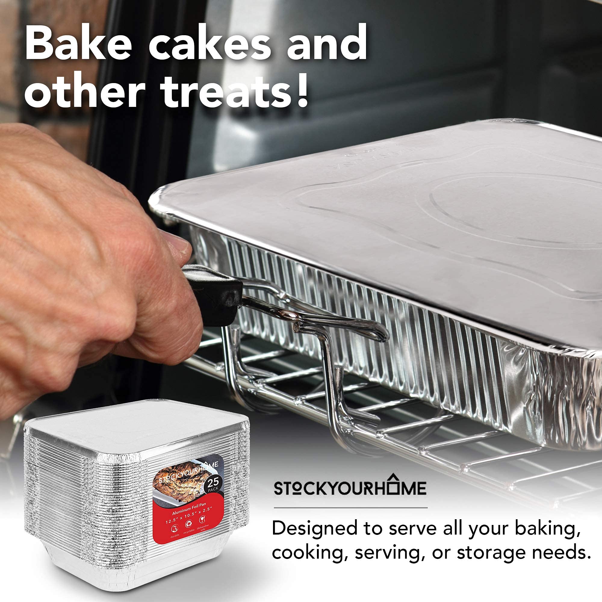 Stock Your Home pans in freezer for meal prep and leftovers