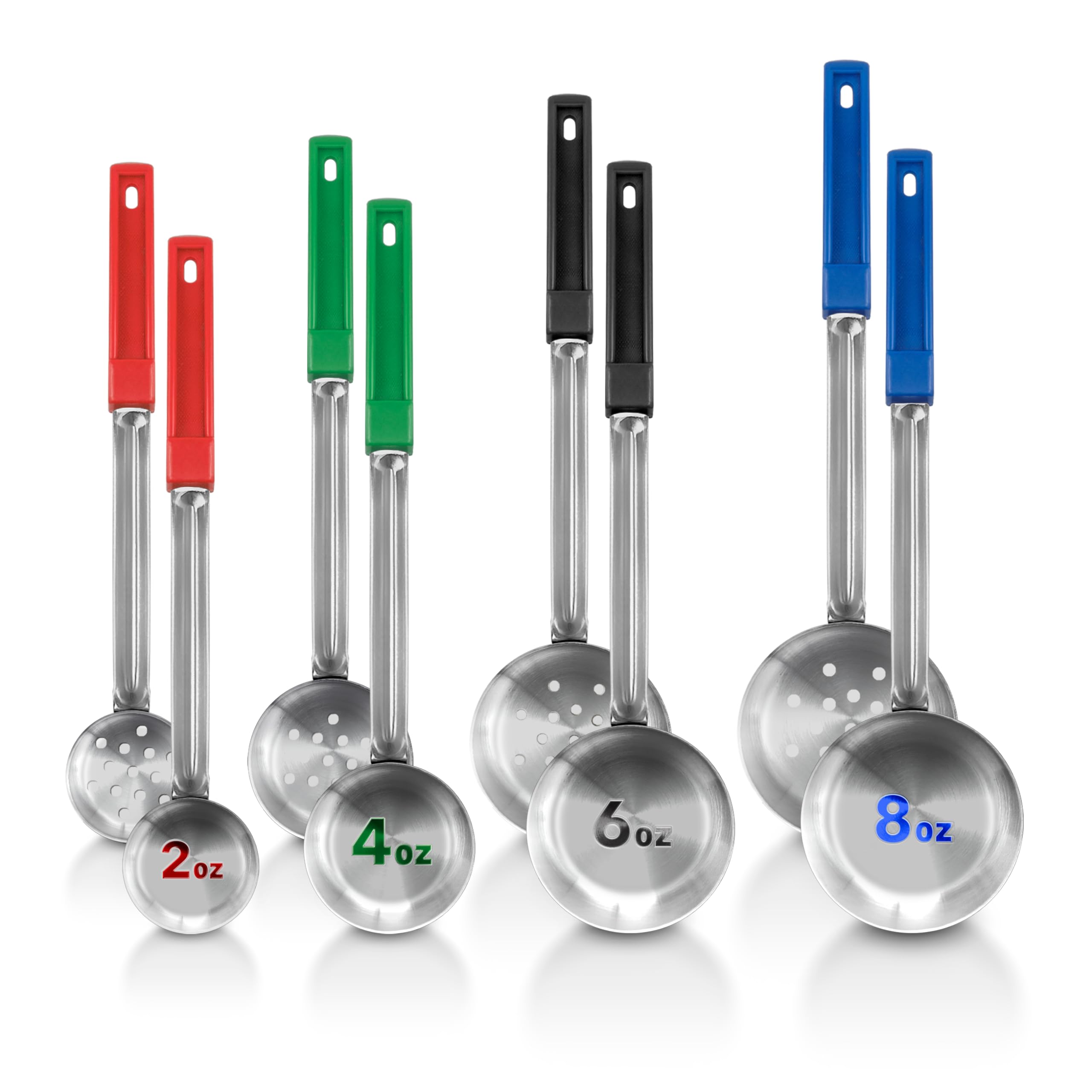 Stock Your Home 2oz red slotted spoon for precise portions.