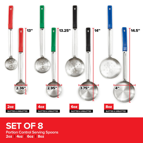 Stock Your Home 2oz red unslotted spoon for grains and sides.