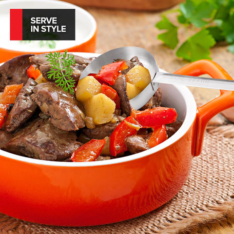 Stock Your Home 8oz blue slotted spoon for hearty dishes and sauces.