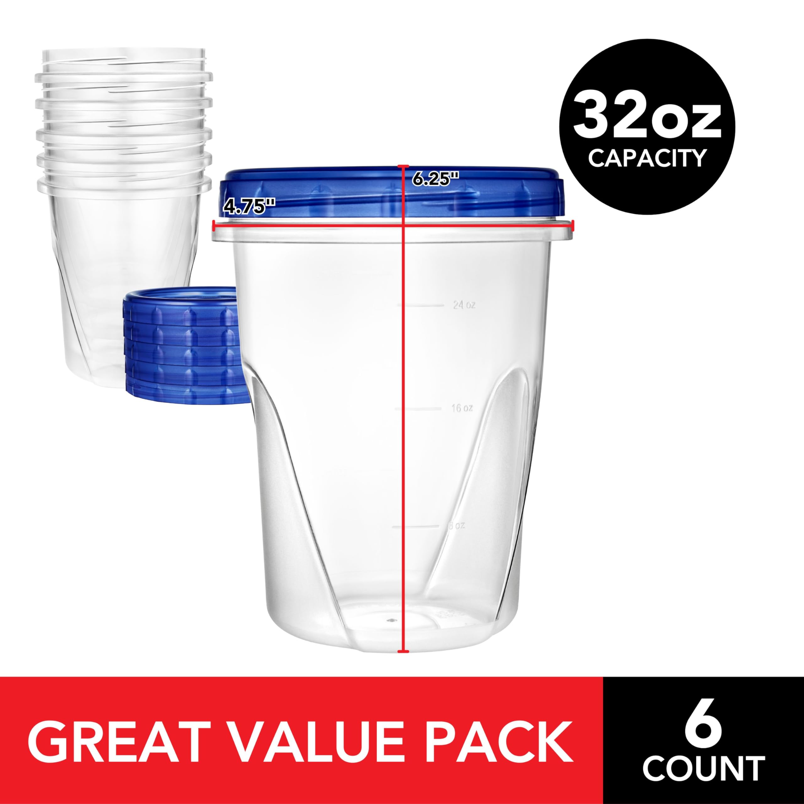 Stock Your Home quart freezer containers with lids for freezing soups and meals