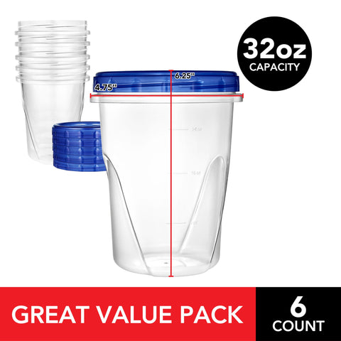Stock Your Home quart freezer containers with lids for freezing soups and meals