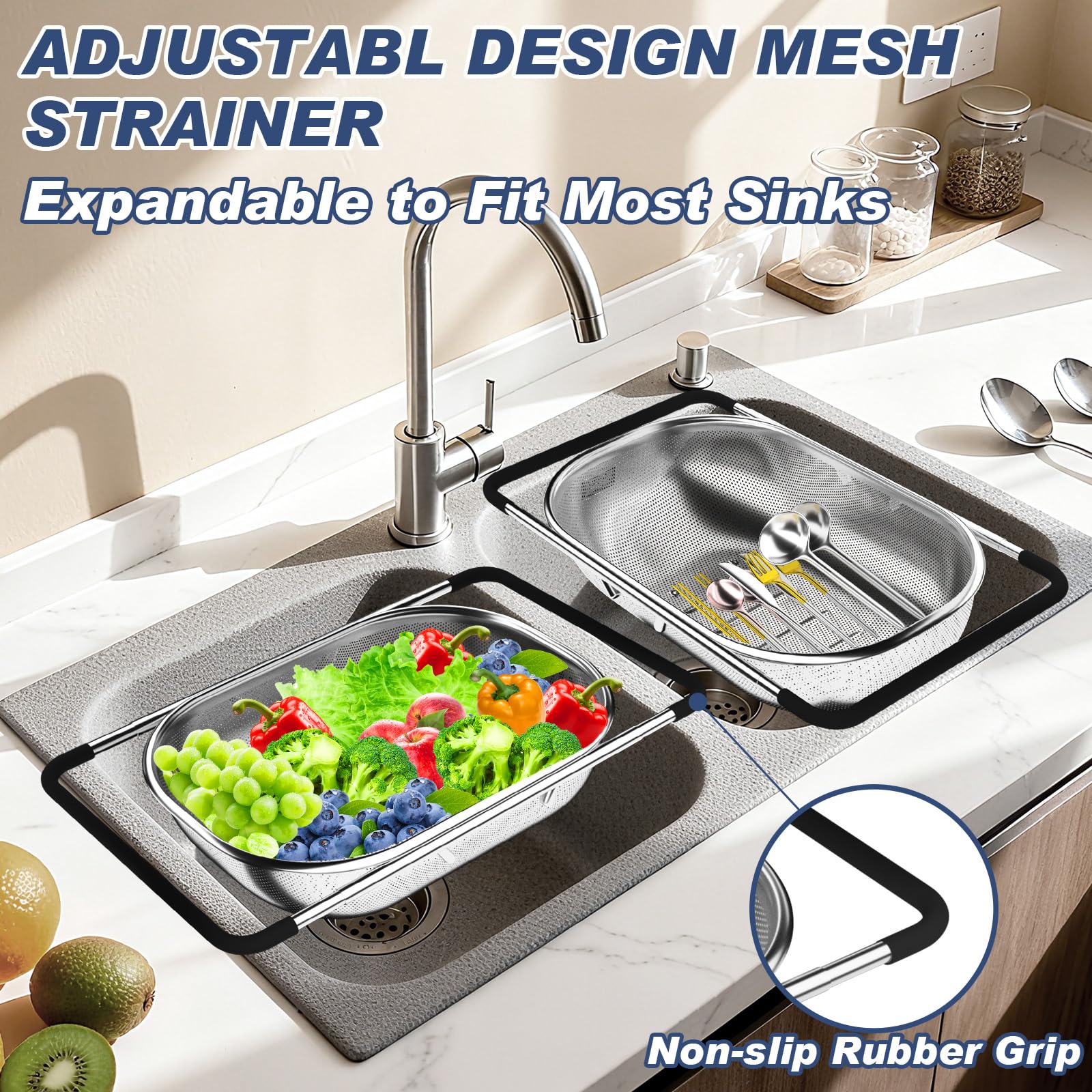 Stockpot fine-mesh 1mm strainer prevents small foods from escaping