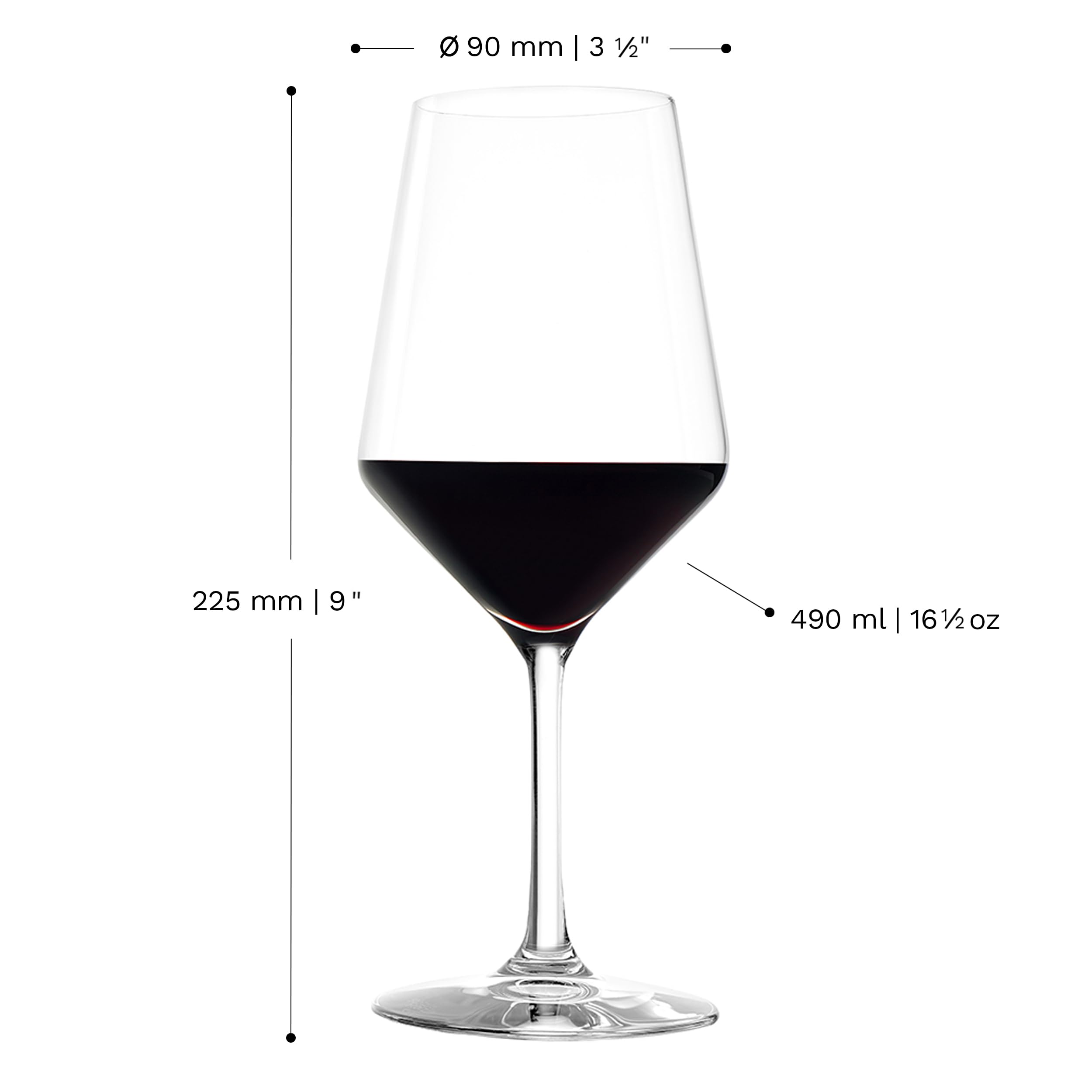 Stölzle Lausitz Revolution red wine glass stem detail highlights refined craft and grip.