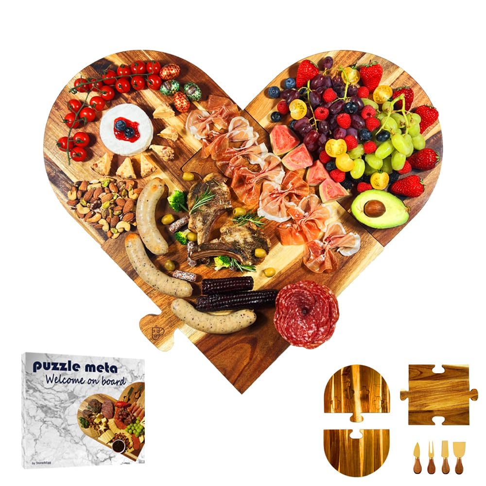 Stoneandegg large charcuterie board heart shaped serving tray for festive platters